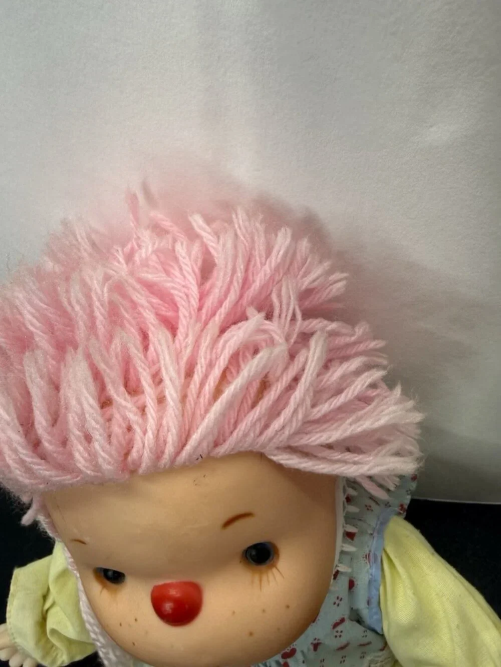 Vintage 1980s Ice Cream Girl Doll 10-12”. Pink Hair Hat Soft Body Play Doll